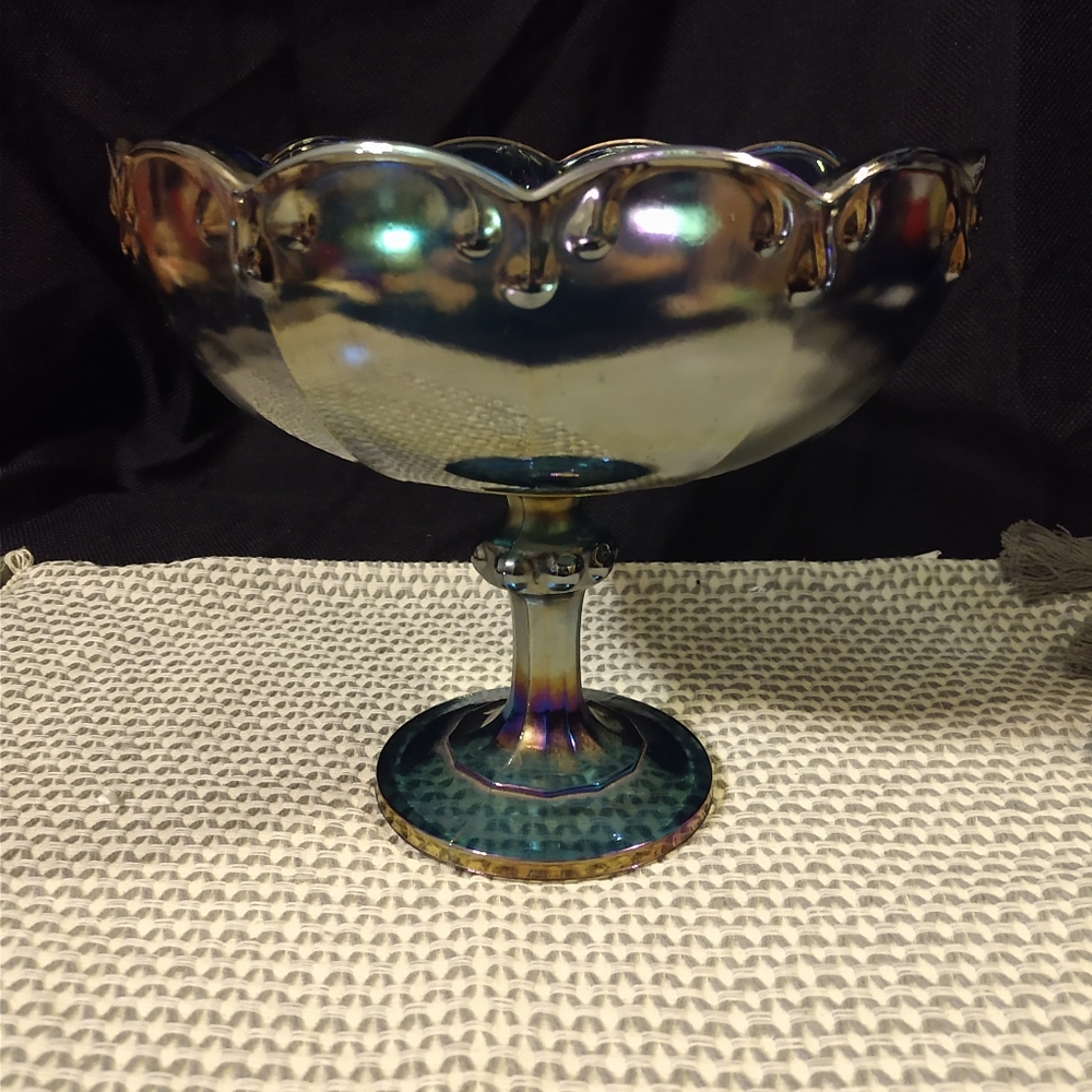 Carnival Glass Footed Candy dish